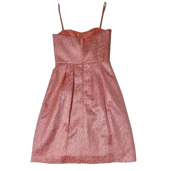 BCBG MaxAzria Dress Peach Blush Metallic Silver Cocktail Party Boned Bodice - Picture 10 of 15